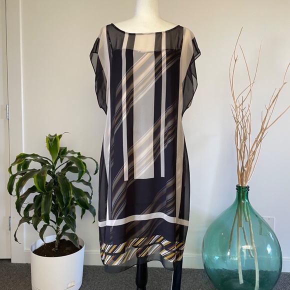 Max and Cleo striped knee length shift dress with tie waist - L - Picture 8 of 14